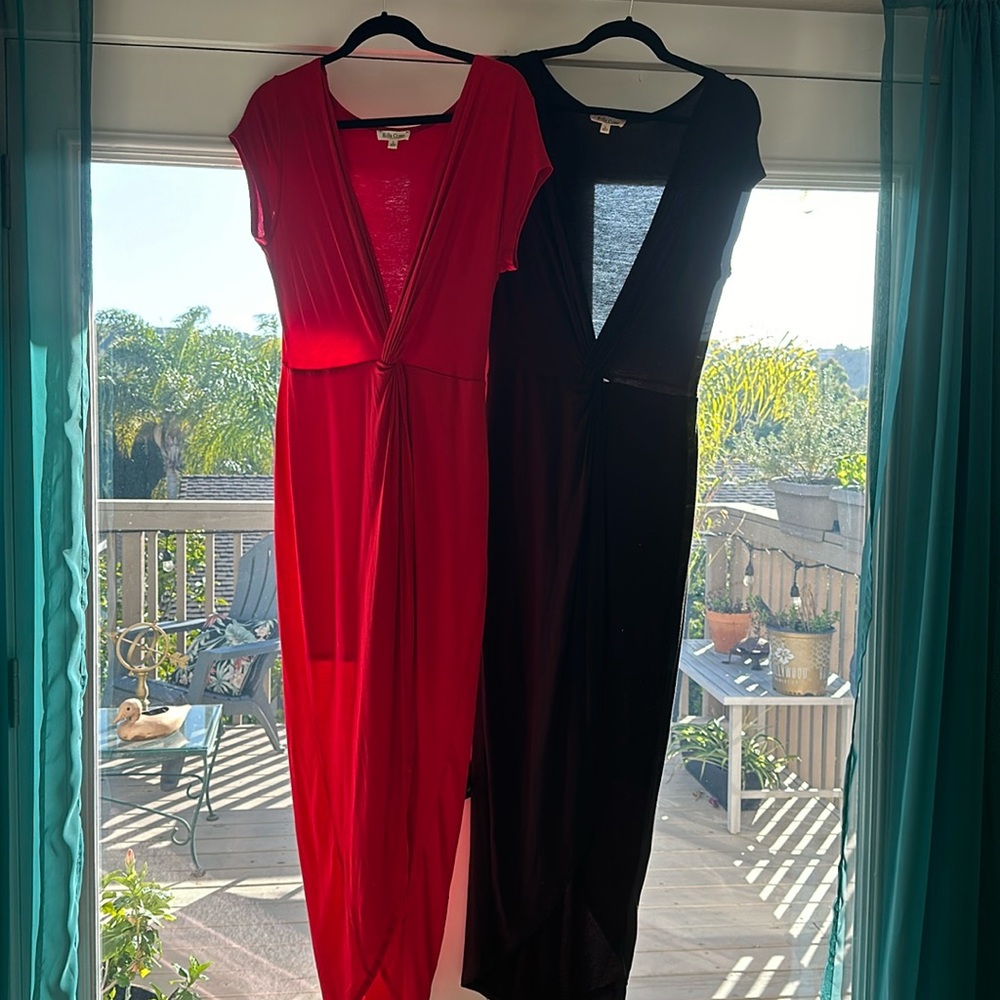 Two Rolla Coster dresses, one black, one red.  Size L